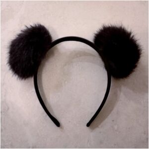 ✨FREE ADD ON✨ Black Pompom Panda Ears Headband